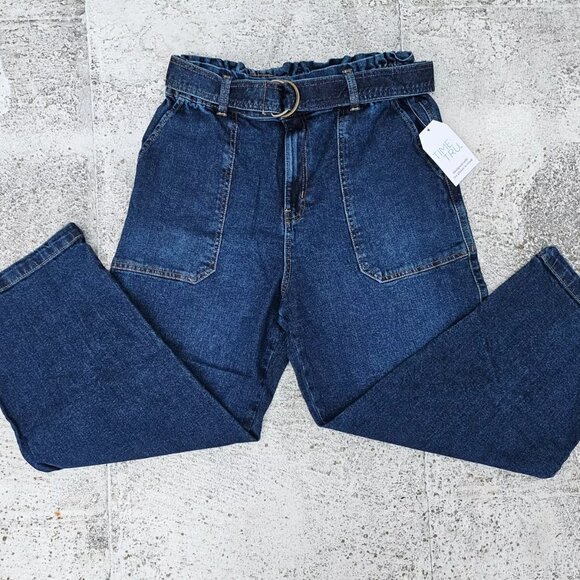 Time and Tru Women Jeans B Wide Legs Jeans W/ Belt Blue Cotton Denim Size 12 - Picture 7 of 11